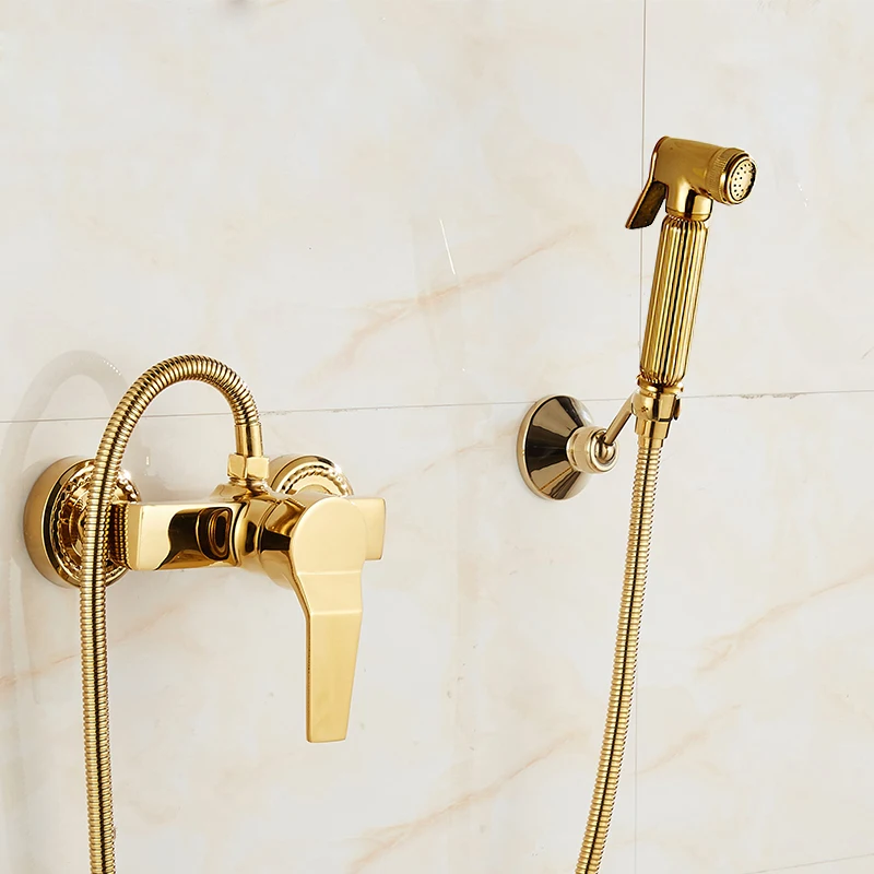 Смесители для унитаза и биде Золотая латунь ванная комната Душ распылитель