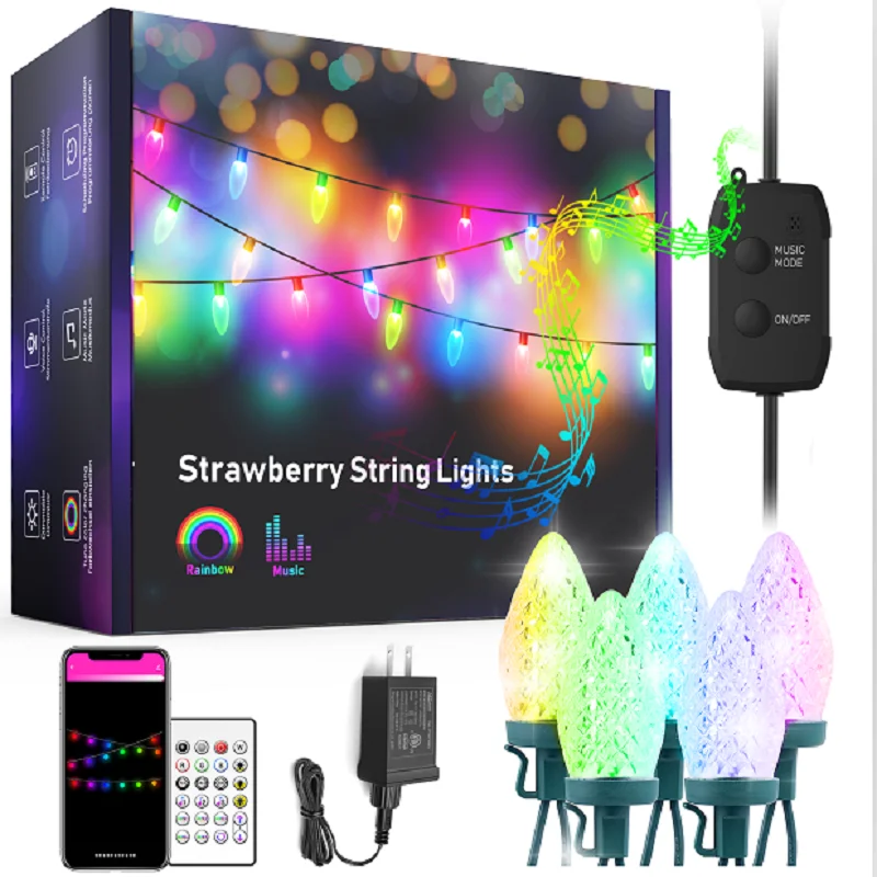 

Strawberry String Lights LED Twinkle Bluetooth Control Waterproof Fairy Lamp String Christmas Holiday Party Wedding Decoration