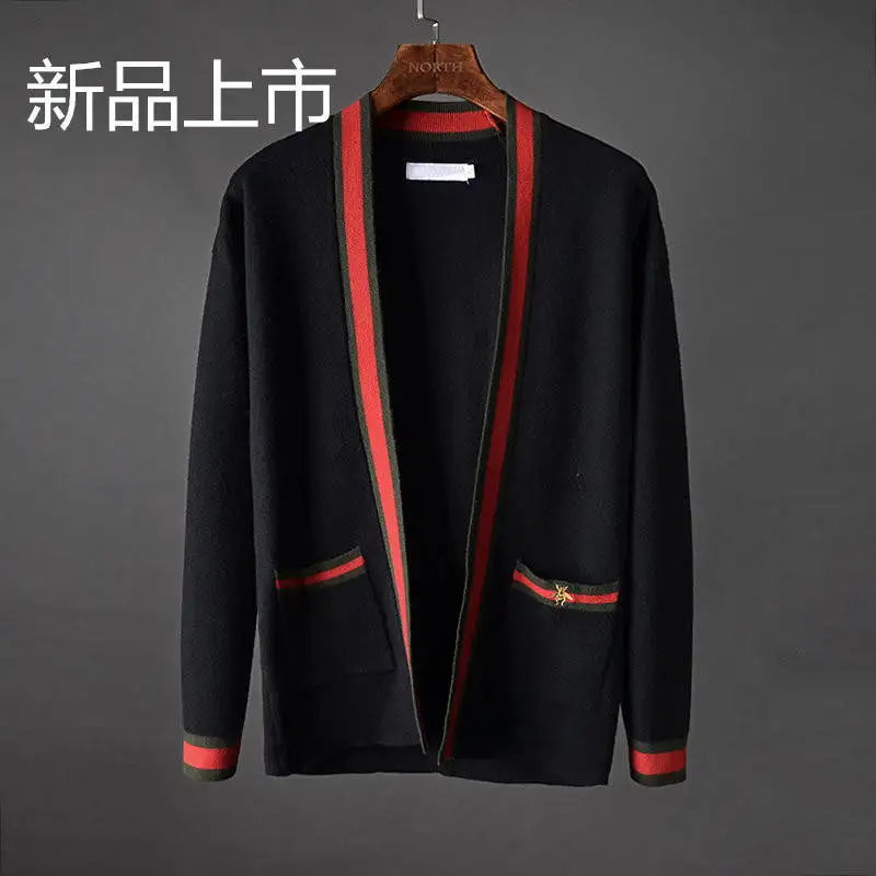 

Spring and summer new style European and American hot selling high-quality knitted cardigan men's Korean casual loose sweater ja
