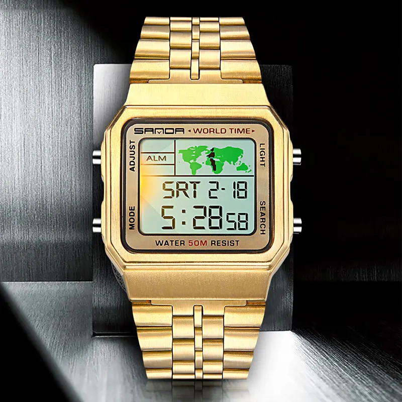 

SANDA Роскошные мужские часы модный топ бренд класса люкс мужские часы электронные часы Водонепроницаемый наручные часы цифровые часы Relogio ...