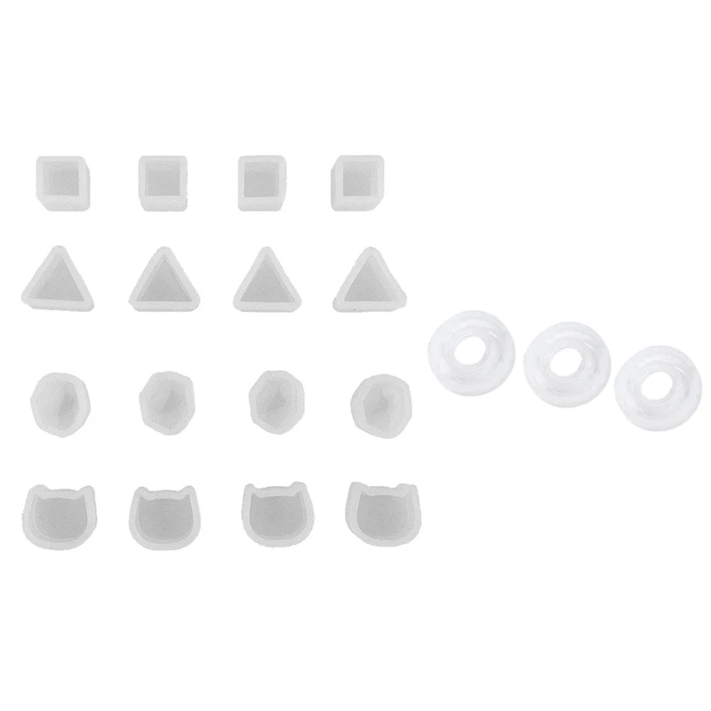 

19Pcs Transparent Silicone Mould: 3Pcs Dried Flower Resin Decorative Craft Diy Arc Ring Mold Type & 16Pcs Earring Necklace Penda