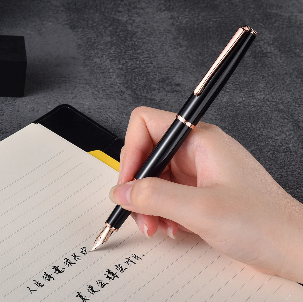 

920 Black Metal Fountain Pen Extra Fine / Fine Nib 0.4/0.5mm Rose Gold Clip Elegant Excellent Business Office Gift Pen