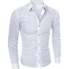 Мужская классическая рубашка с длинными рукавами, деловая формальная классическая офисная рубашка, не требует глажки