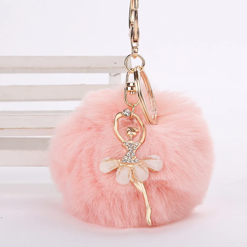 Шарик из искусственного кроличьего меха брелок с помпоном украшения для женских