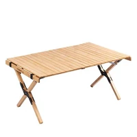 camping folding wood table portable foldable outdoor picnic tablecake roll wooden table picnic camp travelgarden bbq