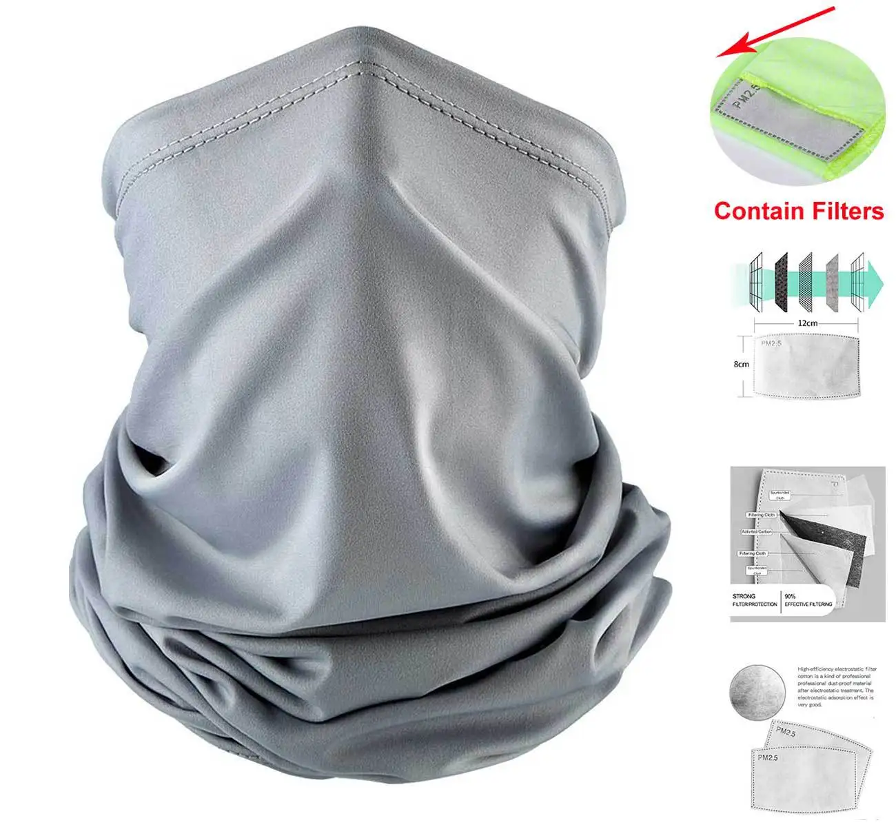 PM2.5 трубчатый шейный шарф с фильтром Карманный пыленепроницаемый