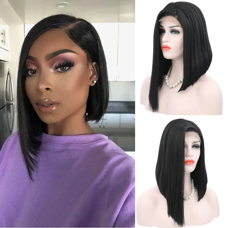 Харизма короткий парик Боб Стиль Синтетические Кружева передний Натуральные