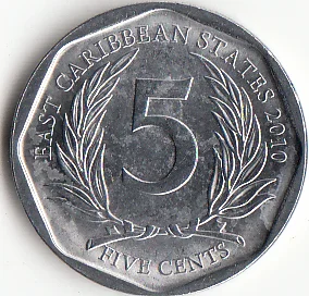 

Монеты восточной части Карибского моря, 5 центов, монеты Америки, оригинальные Редкие памятные монеты, 100% реальные