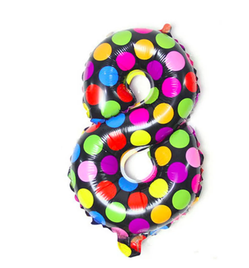 Цветные фольгированные шары в горошек цифры 0 1 2 3 4 5 6 7 8 9 виде фигурок мячи для