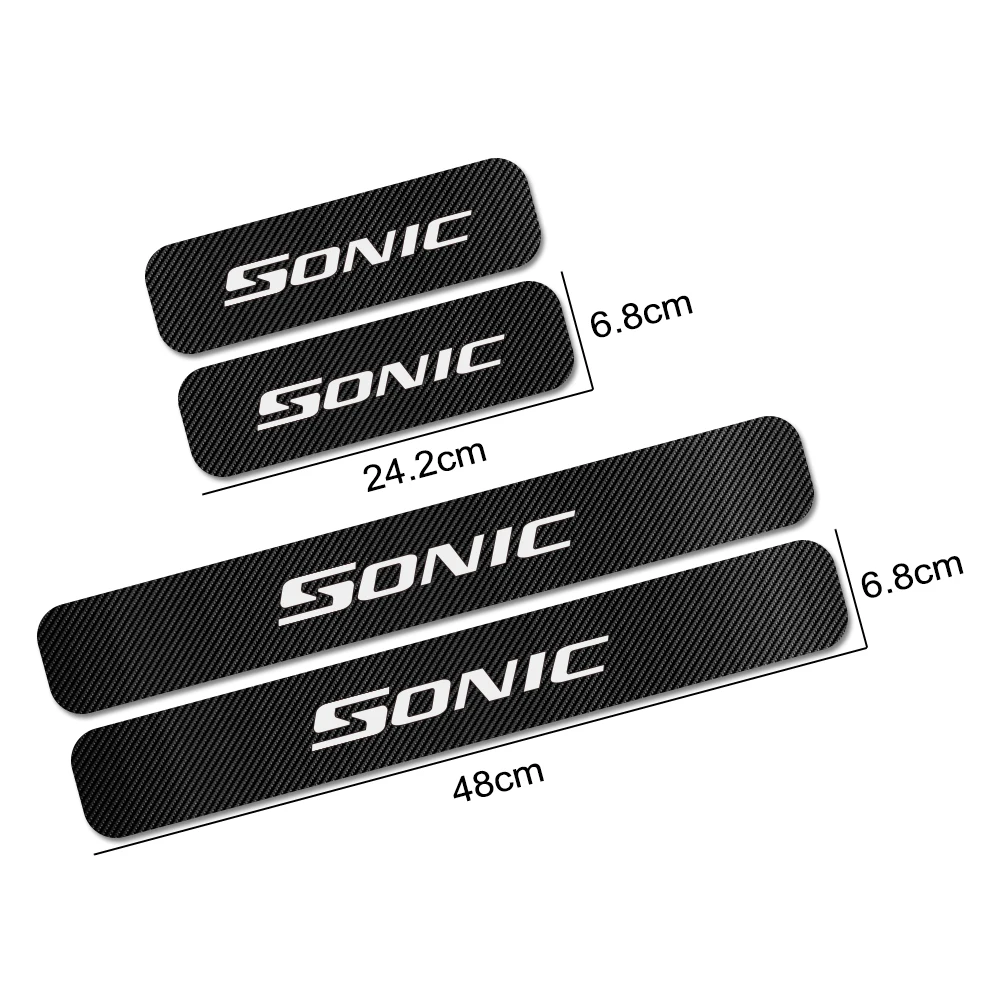 

For Chevrolet Sonic 4PCS Auto Door Threshold Plate Anti-Scratch Cover Carbon Fiber Film Stickers styling Car Tuning Accessories