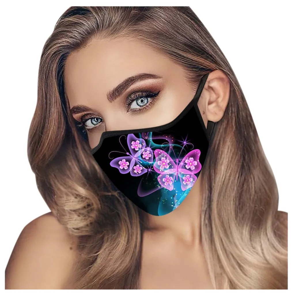 

Cotton Washable Mask Butterfly Printed Face Mask Mouth Caps Pm2.5 Ear Hook Protective Mouth Mask Reuseable Woman Mask Mascarilla