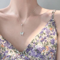 female butterfly adjustable chain necklace korean style pony moon pendant temperament elegant clavicle chain for women jewelry