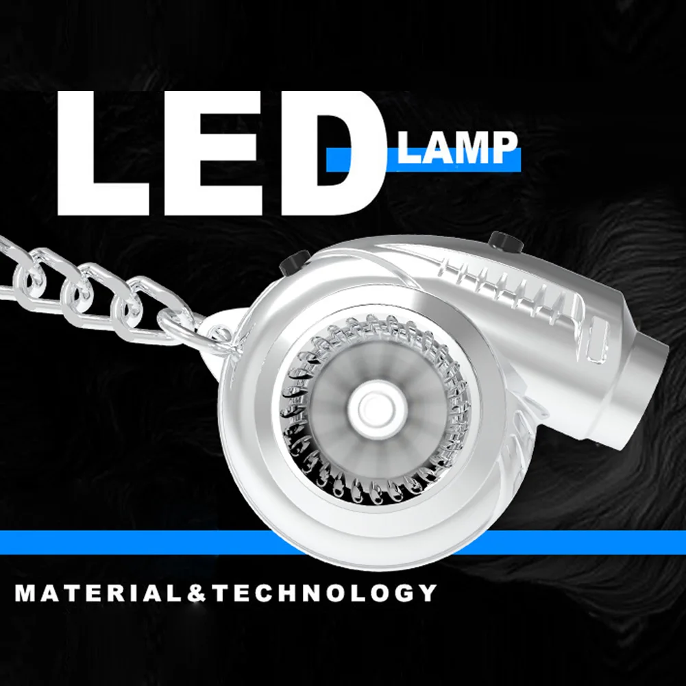 

Mini Turbo Turbocharger Keychain USB Rechargeable LED Flashlight Spinning Turbine with Engine Sound Car Interior Accessories