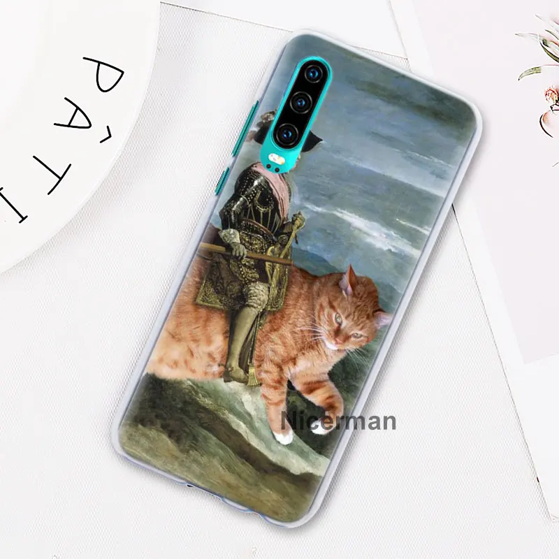 Забавный Pat Cat Art painting красочные милые чехлы для телефонов huawei P30 Pro P10 P20 Lite P30 Lite P Smart Plus Жесткий Чехол для ПК Co