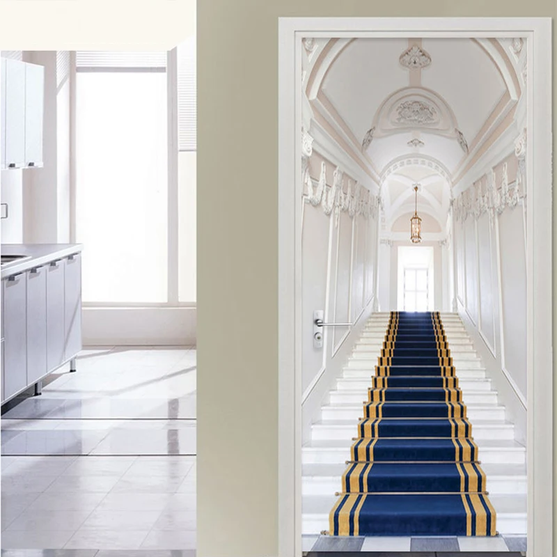 3D Стерео лестничная дверная наклейка для жилой комнаты спальни домашнего дизайна стены наклейки PVC водонепроницаемые обои плакат мурал.