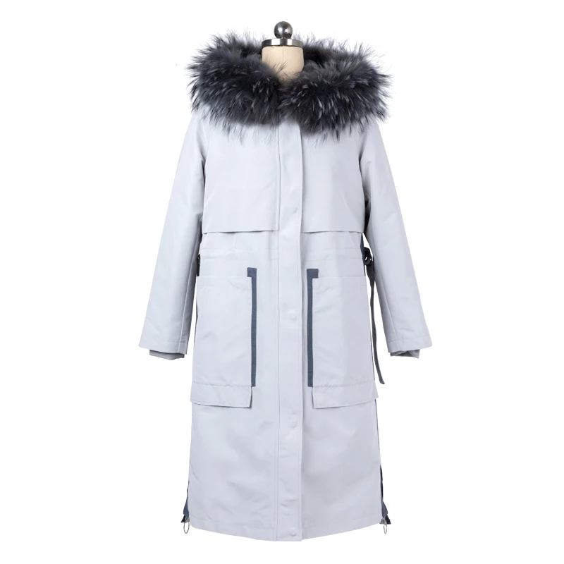 Натуральная зимняя куртка с подкладкой из кроличьего меха женская одежда