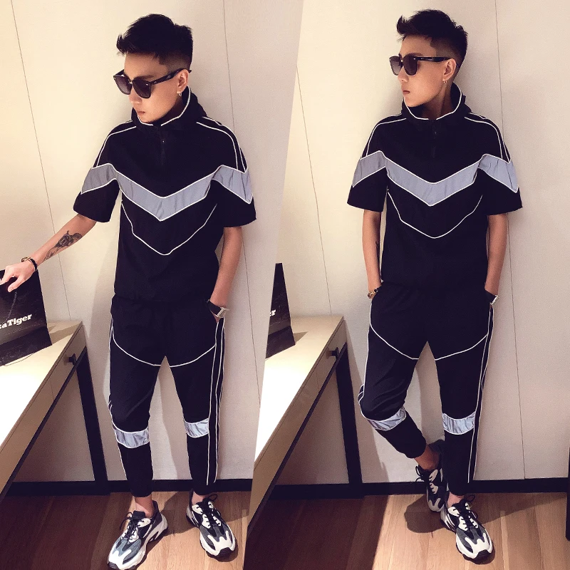 Весенний мужской спортивный костюм повседневный комплект из 2 предметов: