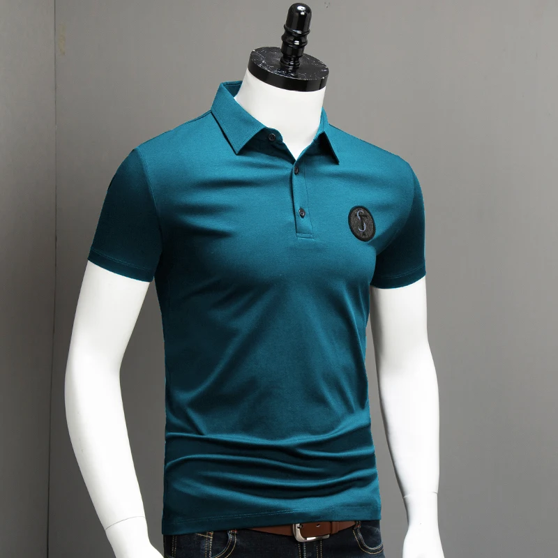 

Sleeve Short England Style Shirt Letter Badge Polo New Clothing Summer Fashion Cotton Men Tops