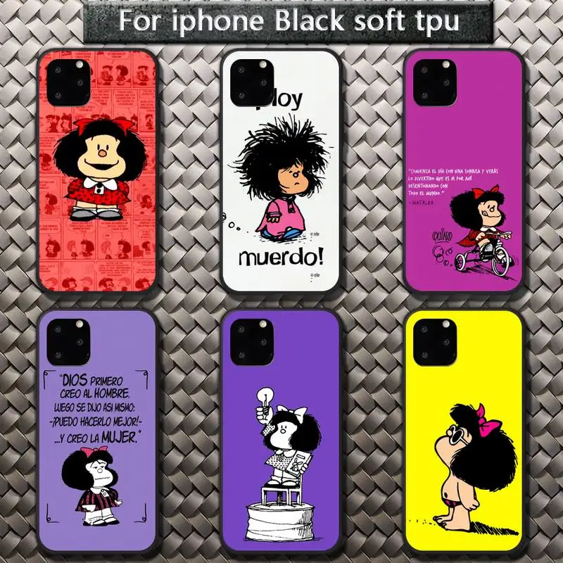

Argentina Quino Mafalda Girl Phone Case for iPhone 8 7 6 6S Plus X 5S SE 2020 XR 11 12 Pro mini pro XS MAX