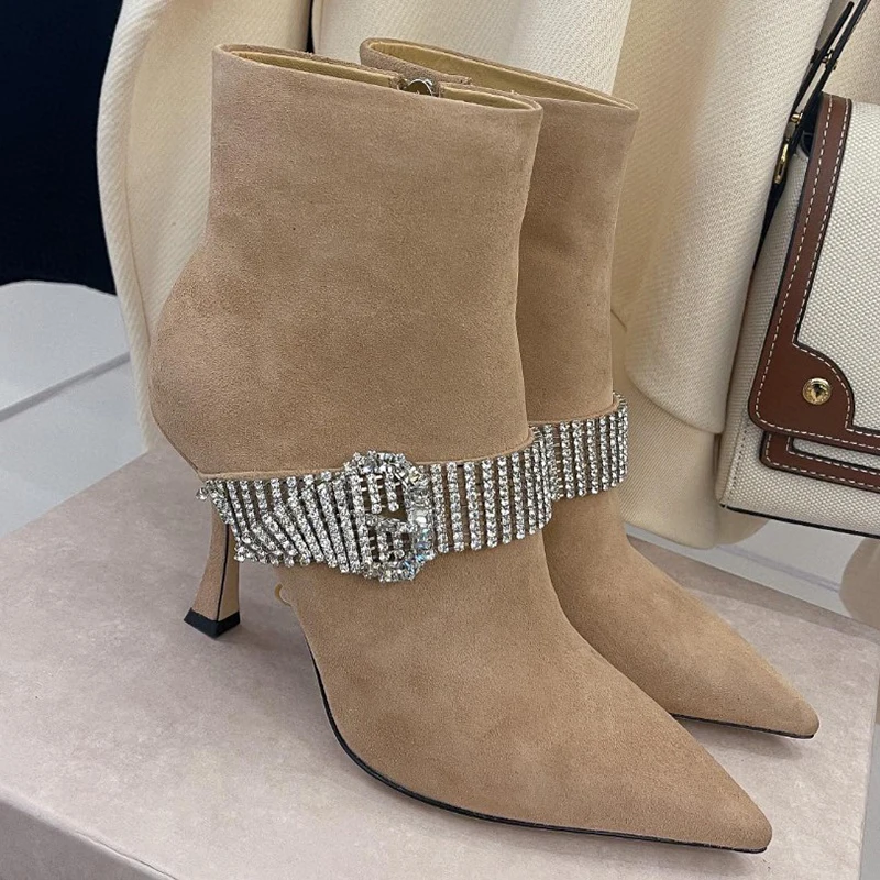 

Женские ботильоны на молнии, с острым носком, на высоком каблуке