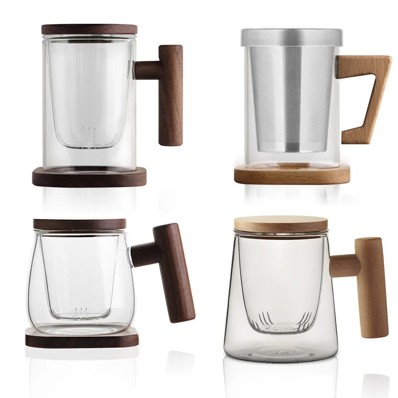 

Heat resistant thickened glass tea separation and filtration tea making cup with cover household high borosilicate glass flower