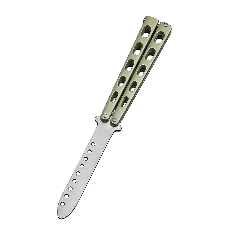 

Beginner Butterfly Knife C34-hole Butterfly Practice Knife Training Knife All-Steel Butterfly Play Knife Unedged Butterfly Knife