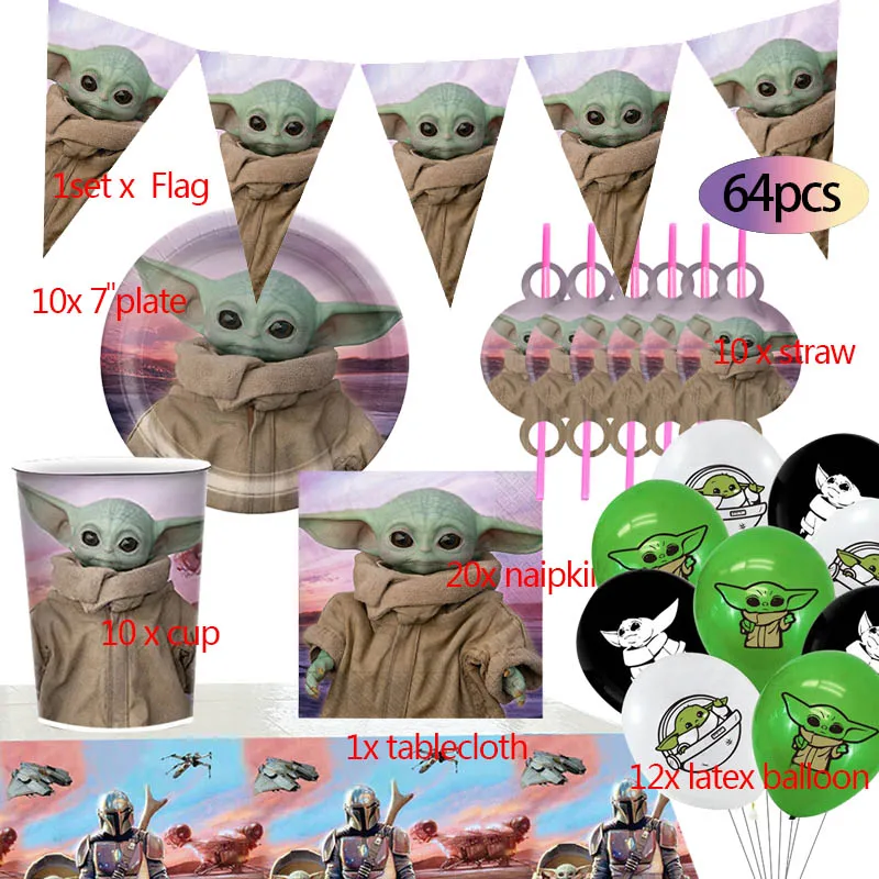 

Хит, детская тема Yoda, Детская мода, поставки ко дню рождения из Звездных войн, тарелка, салфетка, украшение для вечеринки, набор посуды, детск...