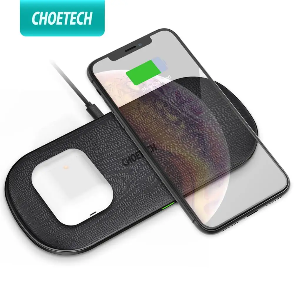 CHOETECH Wireless Charger 15W For iPhone X XS MAX XR Full load 5 Coil 2 in 1 Fast Qi for Airpods samsung Note 9 | Мобильные телефоны