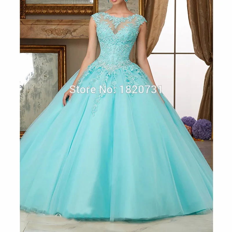 Светильник голубые платья для Quinceanera милые бальные 16 дюймов украшенные бисером