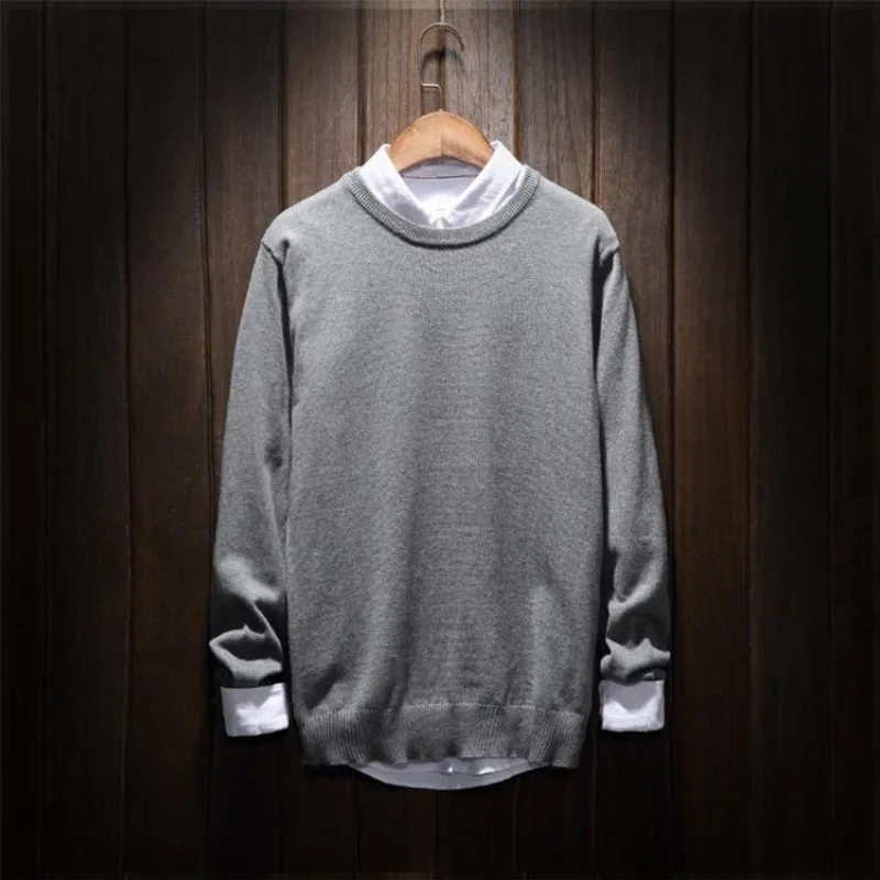 Зимний свитер мужской теплый модный однотонный Повседневный вязаный пуловер