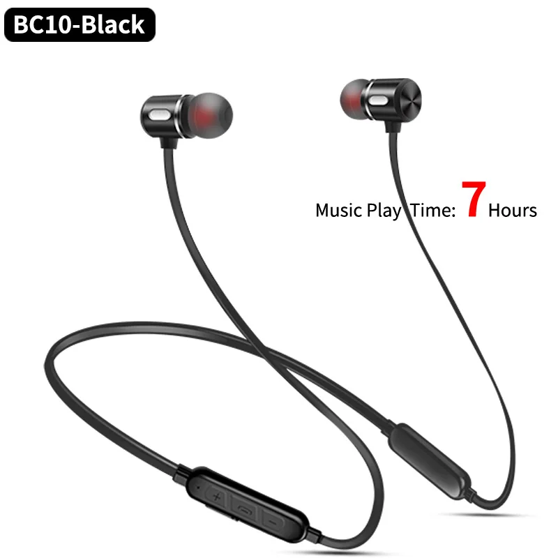 BC10-Black-7h C10 BC10 Bluetooth наушники беспроводные наушники стерео гарнитура спортивные наушники Bluetooth наушники HiFI бас Hands-free с микрофоном - Цвет: BC10-Black-7h