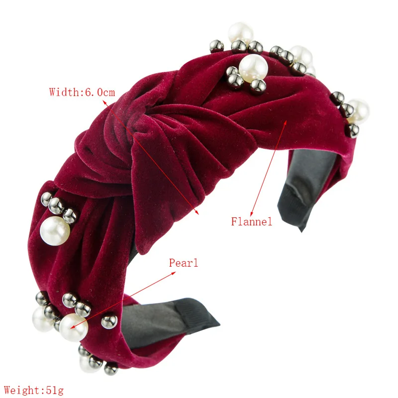 

Fashion Girls Headband Pearls Inlay Solid Hair Band Women Turban Autumn Headwear scrunchies Hair Accessories opaska do wlosow