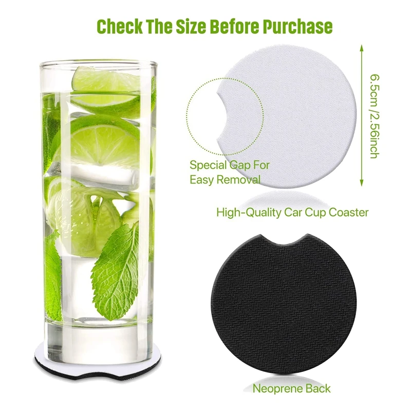 16 Pcs Blank Coasters DIY Car Cup Coaster Absorbent Drink Mat for Kitchen Living Room Office |