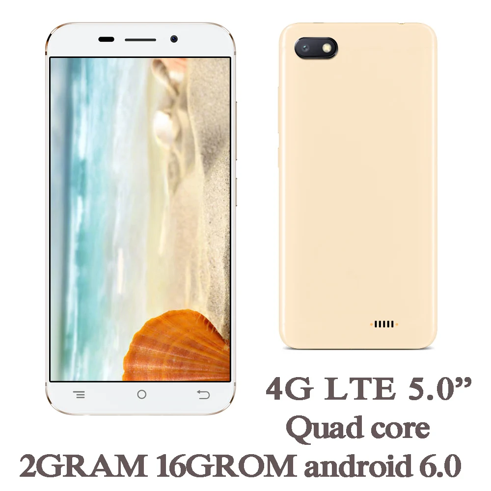 5.0inch 4G LTE Global Version Smartphones 10X 2G RAM+16G ROM Quad Core 2MP+5MP Front/Back Android 6.0 Mobile Phones Celuares