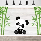 Милая мультяшная панда фотография фон для детей белая деревянная доска Детский бамбуковый праздвечерние чный торт стол Фотофон