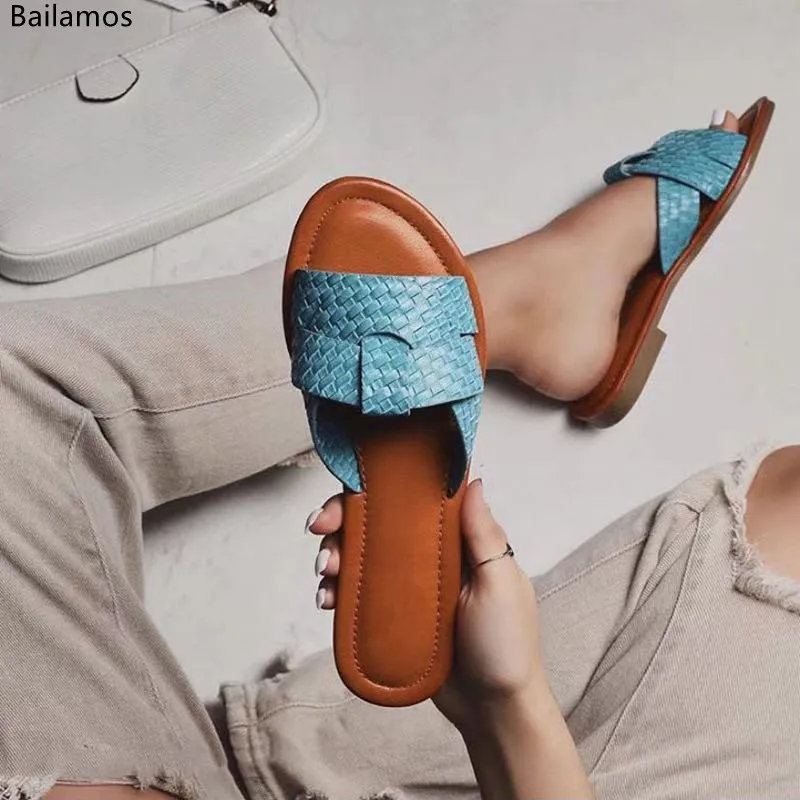 

Bailamos 2021Spring&Summer Women Slippers Flat Heel Women Slippers Sandals Casual Ladies Shoes Outdoor Female Slides