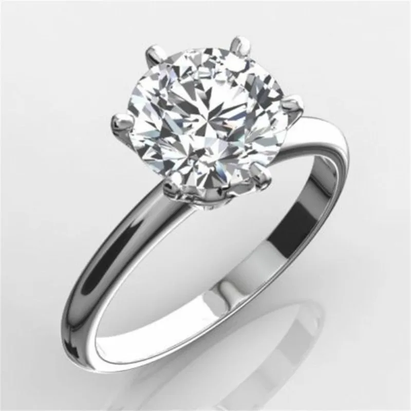 

Classic Luxury Real Solid 925 Sterling Silver Ring 2Ct Round-cut SONA Diamond Wedding Jewelry Rings Engagement For Women SZ 4-10