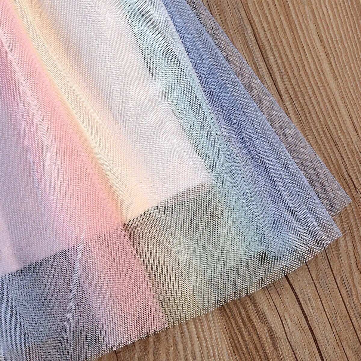 1-6Y Summer Princess Infant Baby Girls Dress Rainbow Print Sleeveless Lace Tutu Mini Sundress | Детская одежда и обувь