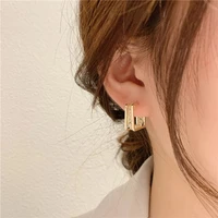 new contracted hoop earrings korean elegant temperament metal geometric square women earrings fashion jewelry