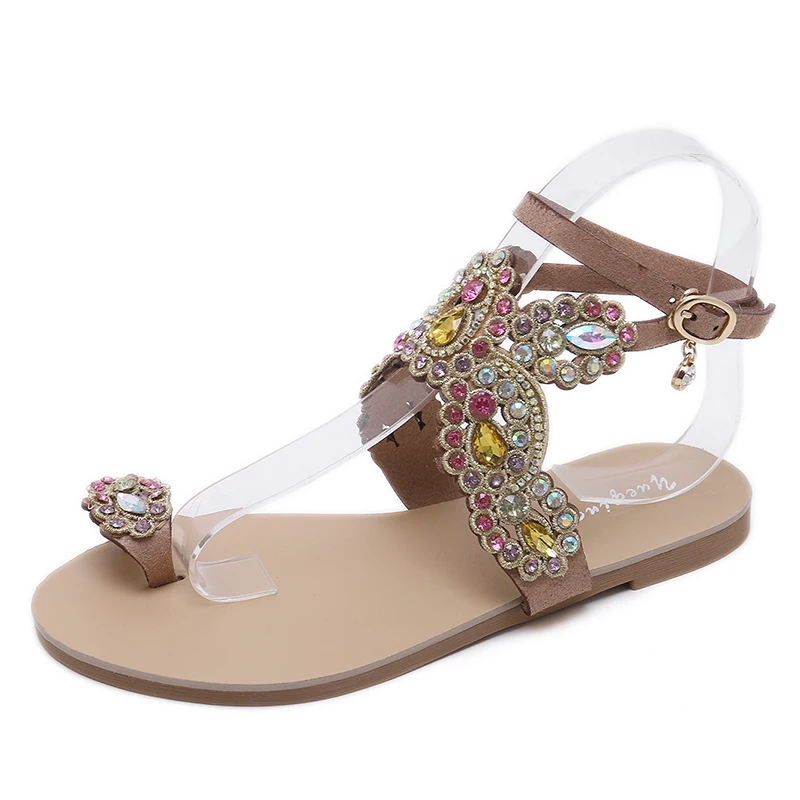 Женские сандалии-гладиаторы в этническом богемном стиле пляжные сандалии с