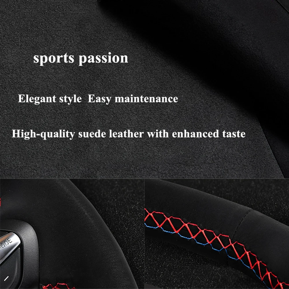 diy hand stitched black suede red marker car steering wheel covers for bmw e46 e39 325i e53 x5 x3 free global shipping