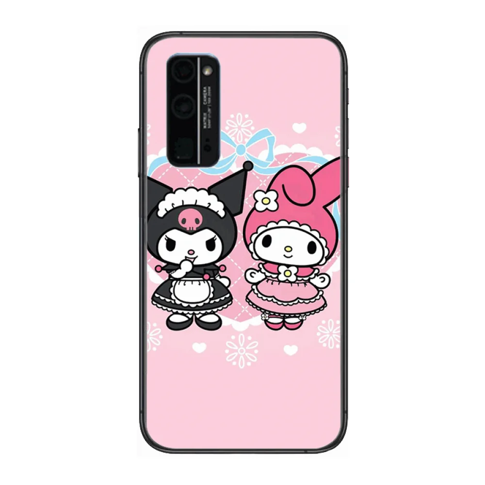 

Lovely KUROMI Anime Phone Case Hull For Huawei Honor 8 9 10 20 30 A S Lite Pro 5g i Black Back Soft Cell Cover Pretty