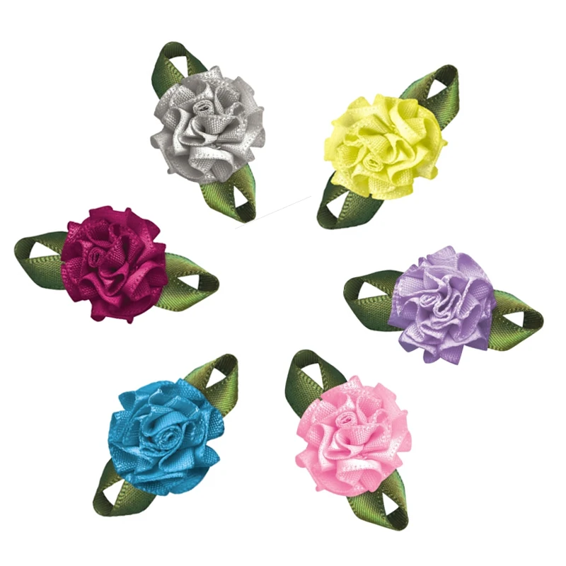 

Satin Ribbon Flowers Artificial Carnation Fabric Flowers for DIY Craft Wedding Appliques Garment Accessories Newborn Handmade