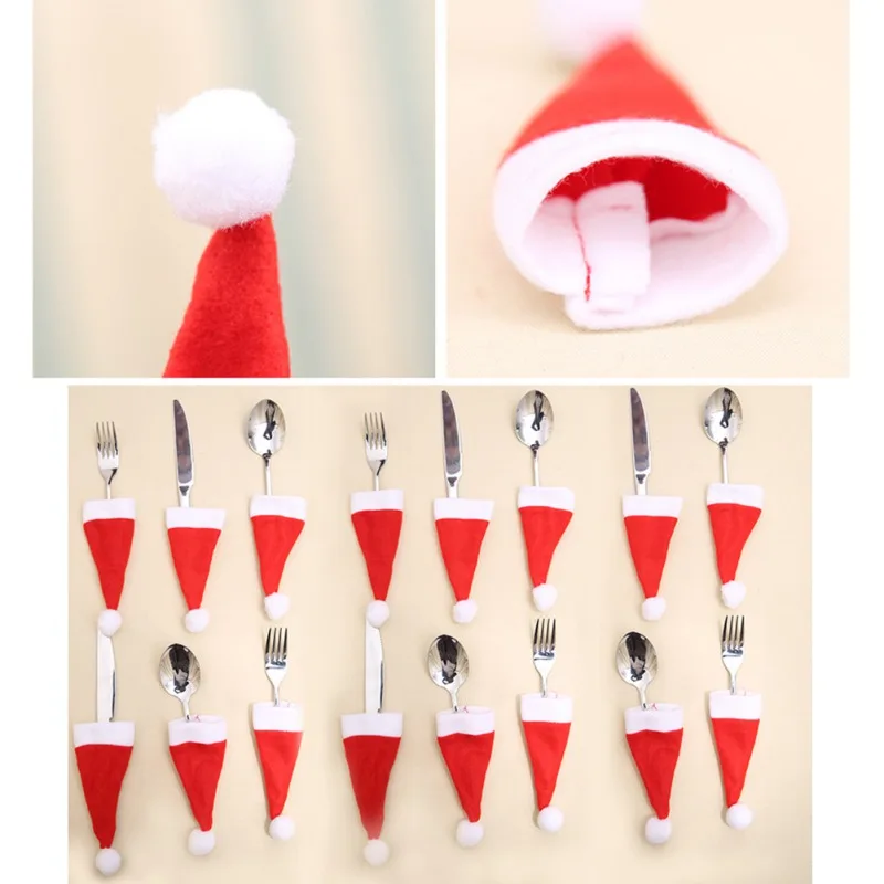 5 шт вечерние украшения Санта шляпа Рождественский держатель для столового