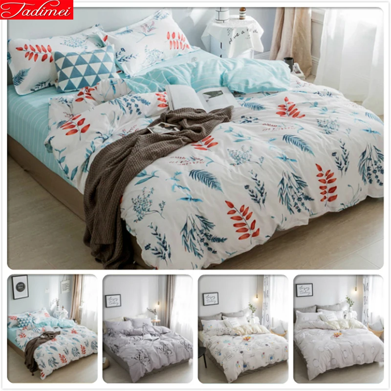 Комплект постельного белья из мягкой хлопковой ткани 3/4 шт. пододеяльник