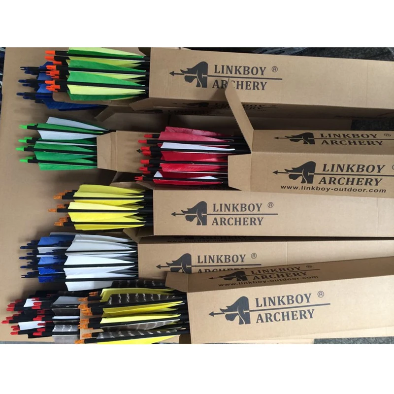Стрельба из лука чистого карбона 12 шт. 32 дюйма стержень 500 5 дюймов перья индейки г