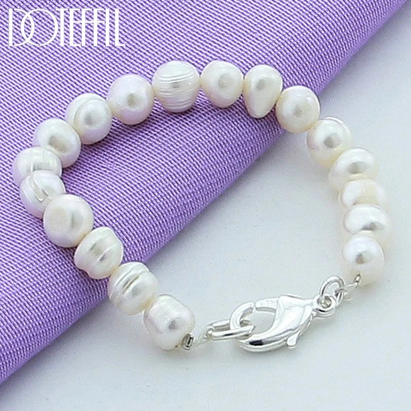 Женский жемчужный браслет из серебра 925 пробы 8 мм|sterling silver bracelet|925 sterling braceletsilver