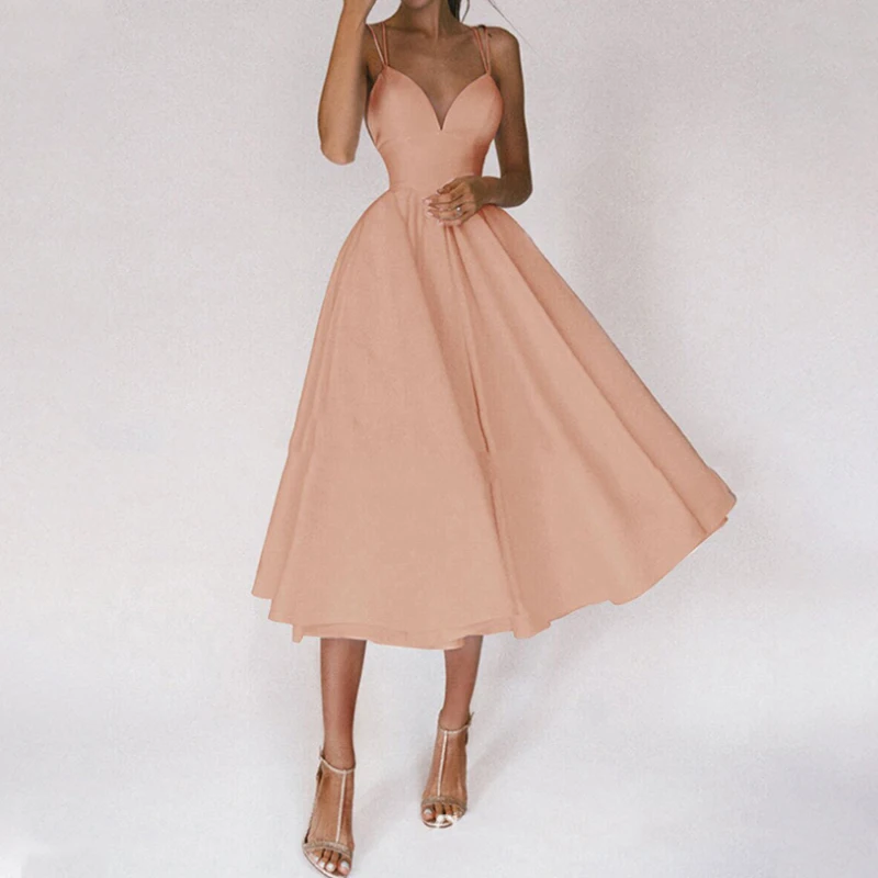 

Women's Dress Summer 2021New Dress Sexy Backless Sling Party Dressss Female Fashion Chiffon V-neck beach Women Dress Vestidos