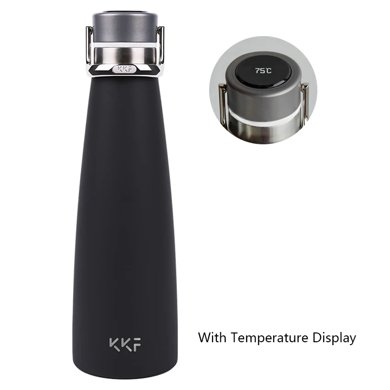 Smart Version Black Новое обновление Xiaomi KKF умный термос дисплей температуры Вакуумная бутылка 24 h вакуумная фляга 475 мл туристическая кружка чашка из нержавеющей стали - Цвет: Smart Version Black