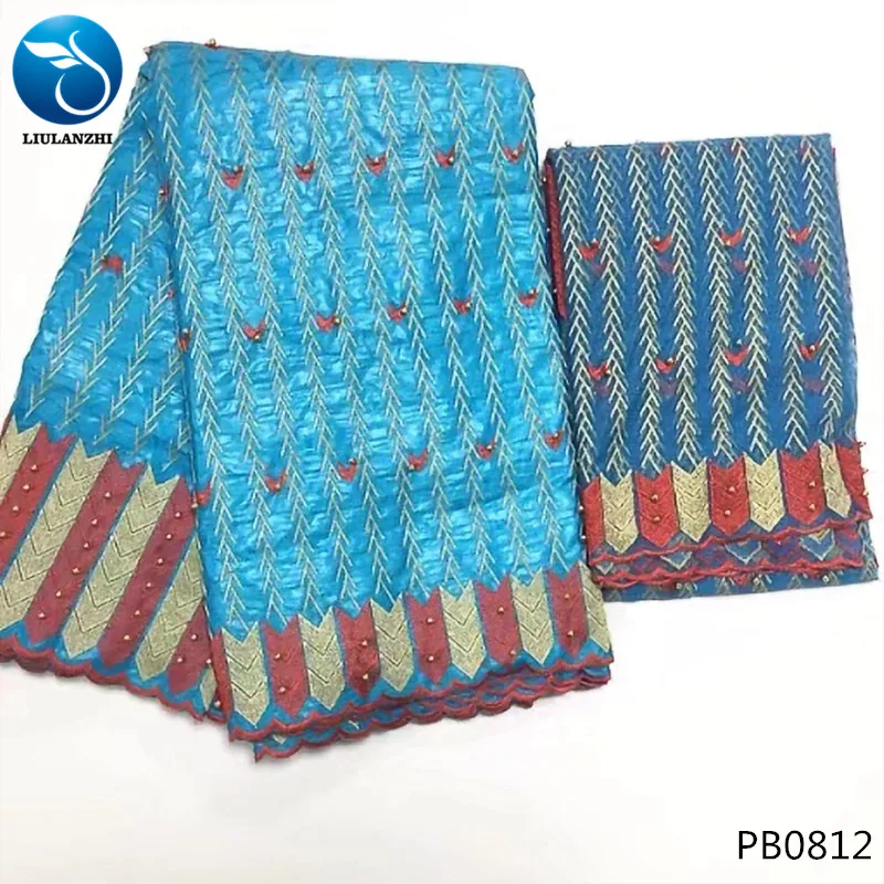 PB0812 LIULANZHI желтый Базен riche getzner хлопок ткань tissu riche ткань жаккардовая парча ткань с бисером 7 ярдов/партия PB08 - Цвет: PB0812